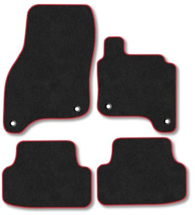 VW e-Golf (2013-2020) Carpet Car Mats | Red Edge Trim Tailored Fit Floor Mats Full Coverage Protection Accessories Easy Clean Anti Slip Made in the UK