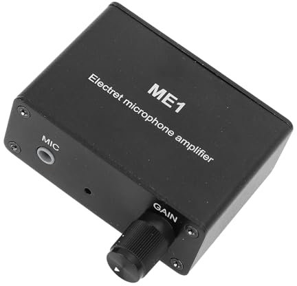 Elektret-Mikrofon-Verstärker, Einstellbare Verstärkung, 0–20 DB, Kondensatormikrofon, Kopfhörer-Sound-Vorverstärker für Elektret-Mikrofon und Kondensator-Mikrofon