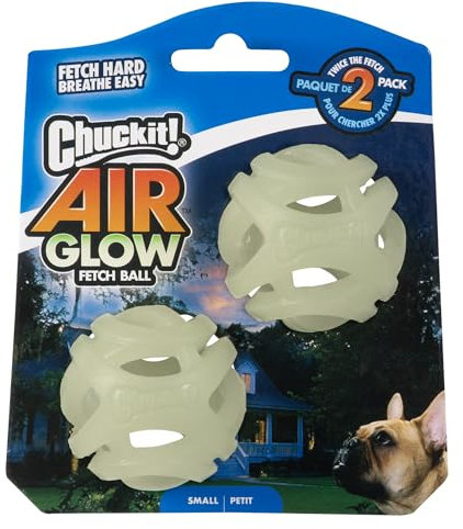 Chuckit! – Air Glow Ball – Phosphoreszierender Spielzug für Hunde – Erholungsball für – Der die Luftzirkulation für Hunde erleichtert – Kleine Größe – Durchmesser von 5 cm – Packung mit 2 Bällen