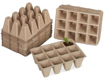 simpa 24 Pack Biodegradable Fibre Seedling Pots. 288 Cells 45mm Square Transplanting Pots.