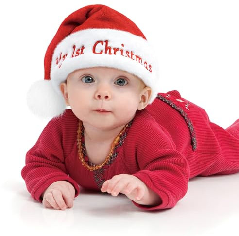 Weihnachtsmütze Baby Nikolausmütze Baby My 1st ChristmasPlüsch Weihnachtsmann mütze Rote Santa Mütze Bequemes Dicker Klassischer nikolaus mütze aus Samt für Gedenken festliche Partys im neuen Jahr