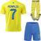 metekoc NASSR Riyadh Al #7 Heim 2023/2024 Football Fußball Kinder Trikot Shorts/Socken Geschenk Set Jugendgrößen (Gelb,26)