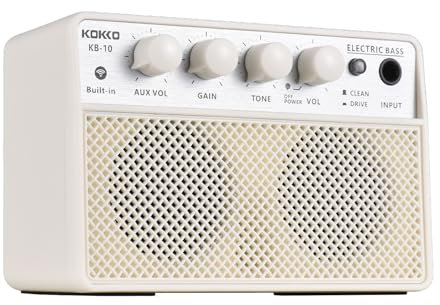 CHOYUE 10W Small Electric Bass Amp Portable Bass Guitar Practice Speaker for Daily Practice Street Performances Rechargeable Portable Audio Supports BT/Headphone Connection 6.35mm Interface Plug and