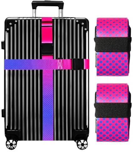 Gowraps Luggage Straps for Suitcases TSA Approved-2 Pack Bright Personalized Luggage Belt Strap for Suitcase/Carry On Bag Luggage Accessories for Travel (Gradient)