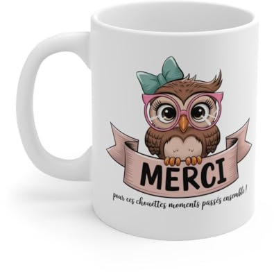 Mug Tasse Merci Chouette - Idée Cadeau Original pour Dire Merci et Remercier Taille 11oz