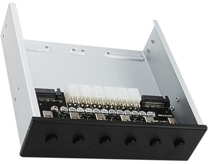 Angoily Festplatten Stromversorgungssteuerung für Desktop PC 6-Fach Metallgehäuse Intelligente Kontrolle 15-pin Standardanschluss