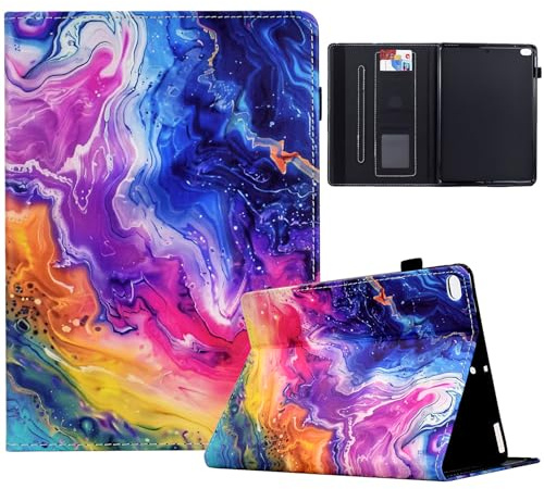 LMFULM® Hülle für Apple iPad Air/Air2 / iPad 9.7 2017-2018 (9,7 Zoll) PU Lederhülle Tasche Case mit Auto Schlaf/Wach Ständer Schutzhülle Flip Cover Brieftasche Bunter Marmor Muster