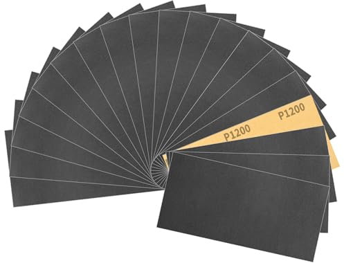 Sruhrak 30 Feuilles Papier de Verre Imperméable 9 x 3,6 pouces Papier Abrasif Grain 1200 pour Finition Fine du Bois, Métal, Résine et Plastique