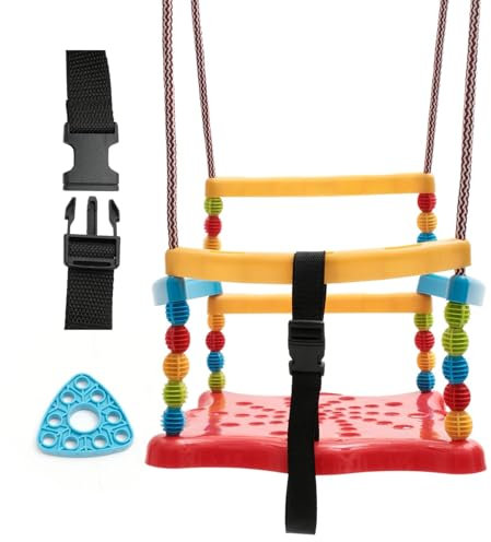 Toys Kind Babyschaukel Outdoor Kinderschaukel Outdoor 3 in 1 - Verstellbar Baby Schaukel Outdoor Indoor mit Rückenlehne Anschnallgurt - Schaukel Kinder für Garten - Kinder Schaukel Outdoor