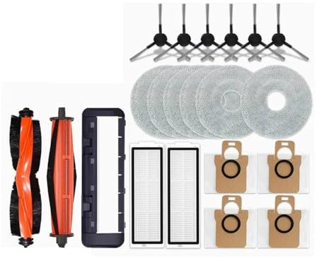 KurOto Compatible con Xiaomi Robot Aspirador X20 Pro / D102GL Piezas Accesorios Cepillo Principal Cepillo Lateral Filtro HEPA Mopa Paño Bolsa de Polvo Reemplazo(4pc)
