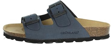 GRUNLAND LUCE CB0714 32/35 blaue Kinderhausschuhe Birkenleder Schnallen 35