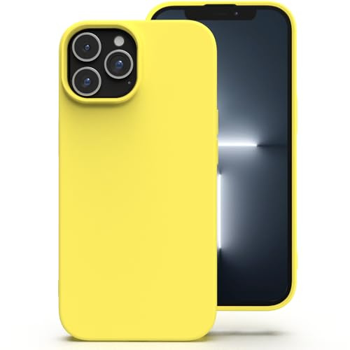 Zuvirelx Silicone Coque pour iPhone 13 Pro, Anti-Poussière, Mince, Adapté à la Poche Coque pour Téléphone Apple iPhone 13 Pro - Jaune Citron