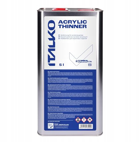 ITALKO Acrylverdünner 1L / 5L – professioneller Lackverdünner für Acrylprodukte – geeignet für Autolack Grundierung Klarlack Karosserie – Lösungsmittel schnelltrocknend lackieren