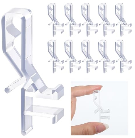12 Pcs Window Blind Clips, 1-7/8 Inch Clear Plastic Valances Clips, Hidden Channel Valance Clip for Horizontal Window Blinds, Hide Retainer Holder