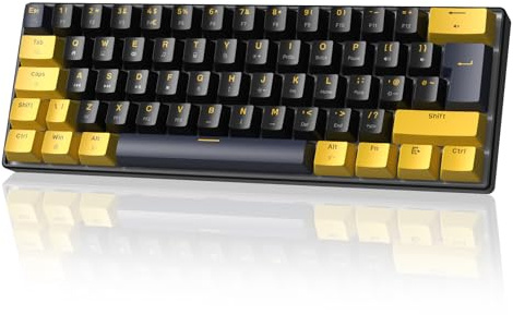 MAGIC-REFINER MK21 60% USB-C Kabel Mechanische Gaming-Tastatur UK-Layout QWERTY, Lineare Red Switches, Hot-Swappable, Ultra-kompakt 62 Tasten, RGB-Backlit, PBT-Taste, für Gamer, Büro, Sternen Schwarz