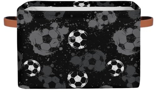 Storage Baskets, Football Large Foldable Rectangle Organizer Storage Box Bin with Sturdy Handles for Kids Toys, Clothes, Book, Home & Nursery Decor, Gift Basket