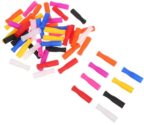 ULTECHNOVO Lot de 50 Embouts de Paille en Silicone Réutilisables, Flexibles et Résistants Froid, pour Pailles et Buses, pour Boire des Boissons Garçon et Filles Couleur Couleur Aléatoire