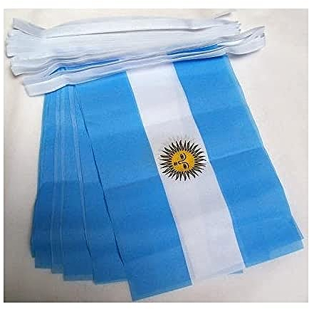 AZ FLAG Guirnalda 4 Metros 20 Banderas de Argentina 15x10cm - Bandera Argentina 10 x 15 cm - BANDERINES