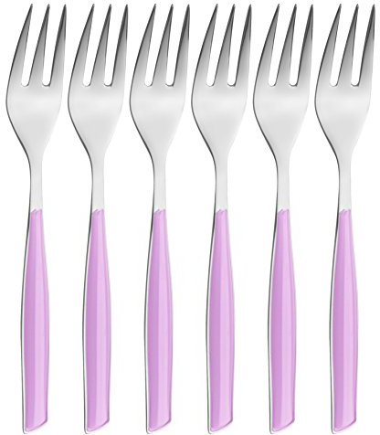 BUGATTI, Glamour, Set 6 Forchettine da Dolce in Acciaio Inox 18/10, Confezionato in Scatola Regalo (Lilla)