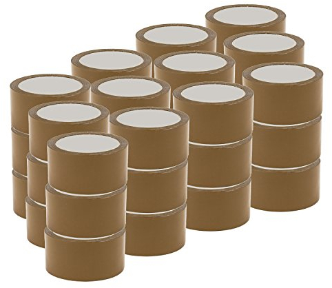 DynaSun Kit 36x Nastro Adesivo Imballaggio 48x66 Avana Svolgimento Silenzioso da Imballo Alta qualità Basso Rumore 66m-48mm