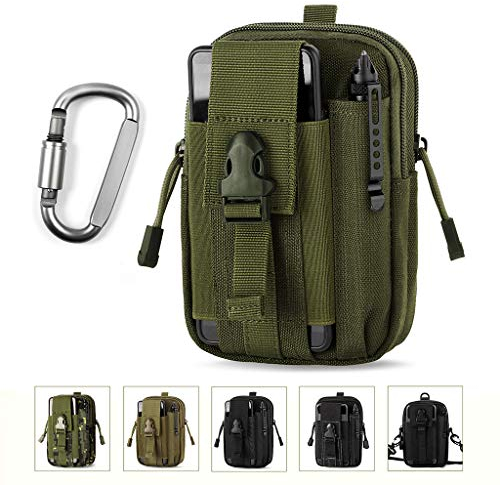 Unigear Taktische Hüfttaschen Herren, mit Aluminiumkarabiner, Gürteltasche Bauchtasche Handytasche Molle Tasche Multifunktional Outdoorsport, Kompakt und leicht, MEHRWEG