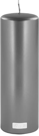 Unbekannt Candle, metallic Stumpenkerze, Paraffin, grau, H. 25 cm, D. 8 cm