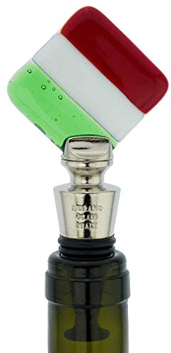 Bouchon de bouteille en verre de Murano - Drapeau italien