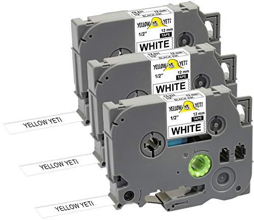 Yellow Yeti 3 Schriftbander TZe-231 TZ-231 schwarz auf weiß 12mm x 8m Etikettenbänd kompatibel für P-Touch PT-1000 PT-H100 PT-D210VP PT-D400 PT-D600VP PT-P700 PT-P750W CUBE Etikettendrucker