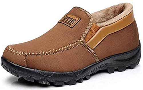 Invierno Zapatillas de Estar por casa Hombre Wool Lined Suede Mocasín Forro cálido （Marrón,40 EU