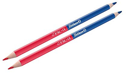 Pelikan Buntstifte (dünn, dreieckig) zweifarbig rot und blau (2 Stück)