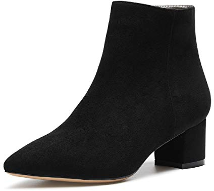 Castamere Polacchine Donna Stivali Cerniera Tacco a Blocco 5CM Medio Tacco Nero Scamosciato Scarpe EU 37.5