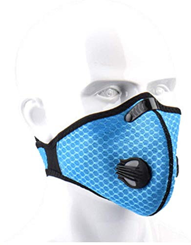 JPOJPO Staubmaske wiederverwendbar Aktivkohle staubdicht Atemschutzmaske Kohlefilter Radfahren Gesichtsmaske UV-Schutz für Männer Frauen, 1Blau, Einheitsgröße