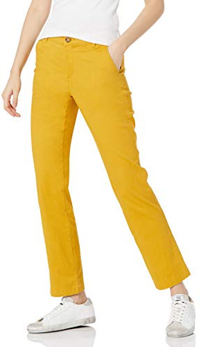 Amazon Essentials Women's Slim-Fit, Straight-Leg Stretch Twill Chino Trouser, Dark Yellow, 22