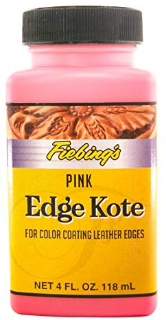 Fiebing's Edge Kote (4oz, Pink) - Leather Edge Paint for Shoes, Furniture, Purses, Couches, Belts - Flexible, Water Resistant, Semi Gloss Color Coating Leather Dye to Protect Natural Edges