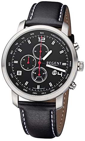 Regent Herrenuhr Chrono Stahl Lederband GM-2108