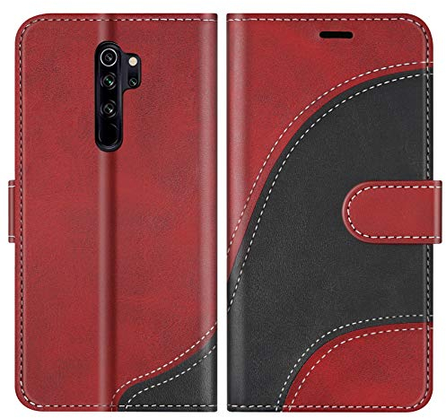 BoxTii Hülle für Xiaomi Redmi Note 8 Pro, Leder Handyhülle für Xiaomi Redmi Note 8 Pro, Ledertasche Klapphülle Schutzhülle mit Kartenfächer und Magnetverschluss, Rot