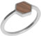 Kerbholz - Holzschmuck Damen - Hexa Ring Silber - dünner Damen Schmuck Ring in silber - Edelstahlring mit echtem Holz - Schmuck Geschenk für Frauen(Silber, XS)