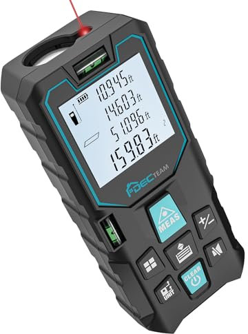 Laser measuring device 50M with accuracy of ±2 mm, DECTEAM 165Ft laser distance meter with 2 level bubbles and LCD backlight display, with Pythagorean mode, measuring distance, area/volume calculation