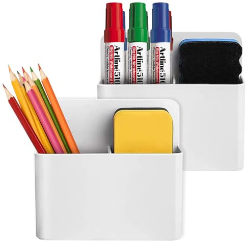 EZ COZY Magnetischer trocken abwischbarer Marker-Halter, Stift-Organizer, Whiteboard-Marker-Halter, magnetischer Stifthalter, Marker-Organizer, Caddy für Büro, Schließfach und Metallschränke, 2 Stück