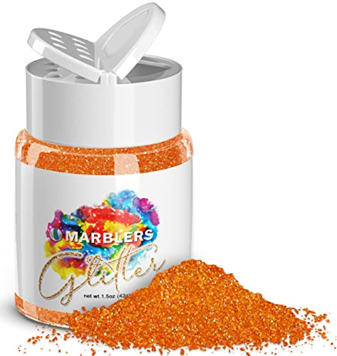 MARBLERS Holographic Glitter [Rainbow Orange] 1.5oz (42g) | Fine | Non-Toxic, Vegan, Cruelty-Free | Face, Body, Eyeshadow, Hair, Festival, Party Makeup, Nail Art, Polish | Resin, Tumbler, Slime, Craft