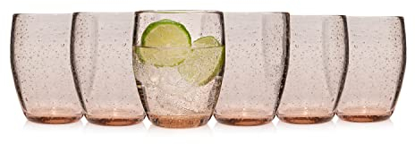 Sänger | Trinkgläser Set London, 6-teiliges Gläser Set in Braun für 6 Personen aus Glas, Wassergläser, Tropfen Textur | 320 ml