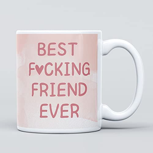 The Best F*cking Friend Ever Grande tasse à café fantaisie en céramique robuste pour homme et femme, fille et garçon – Cadeau pour anniversaire, départ, Noël, félicitations – Amitié