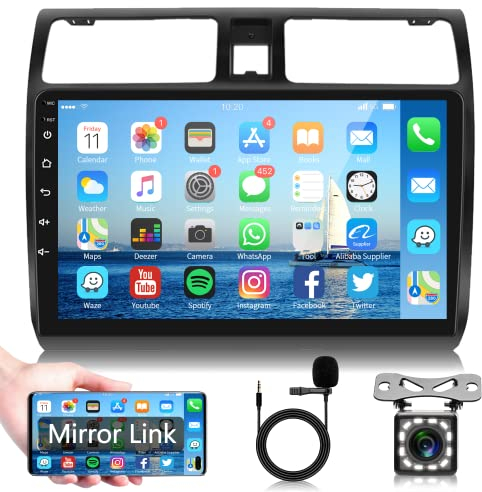 Android Autoradio per Suzuki Swift 2003-2010 10.1 Pollici Autoradio con Mirror Link Bluetooth GPS Navi WiFi FM/RDS USB/OBD2/DAB+/DVR Controllo del Volante Telecamera Posteriore Microfono