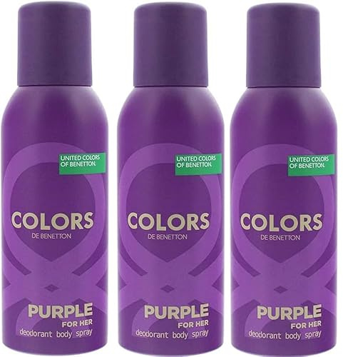 Benetton United Colors De Benetton Purple Deodorant Ladies Womens Body Spray for Her 150ml 3 Pack