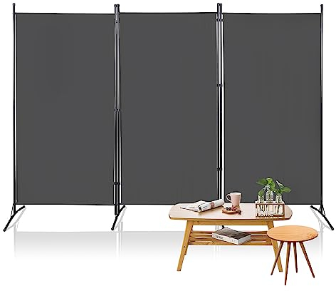 Joparri Paravent Trennwand 3 Teilig 260x180cm, Raumteiler Klappbar Freistehend Sichtschutz, Raumtrenner Innen, Faltbildschirm für Büros (Dunkelgrau)
