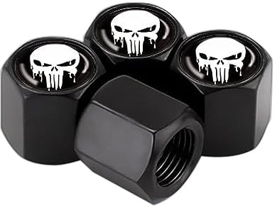 Ventilkappen mit Totenkopf-Motiv, luftdicht, staubdicht, universal, für Autos, LKWs, Fahrräder, Schwarz, 4 Stück