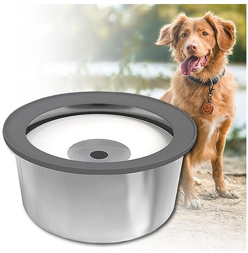 Bebedero Antigoteo Perro, 2L De Acero Inoxidable Sin Derrames No Mojada Boca Bebedero Agua Fria Perros, Bebedero Lento Antideslizante para Mascotas Desordenados