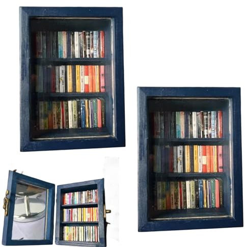 Tasche Angst Bücherregal, schütteln Sie weg Ihre Angst, Stress Reliever, hölzerne Tasche Angst Bücherregal, leicht zu tragen robuste Miniatur Buch Match Boxen Vitrine Schrank, Geschenke für Buchliebha