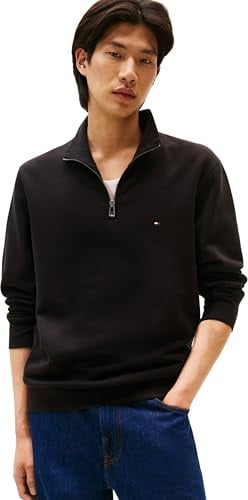 Tommy Hilfiger Herren Sweatshirt mit Reißverschluss Essential Fleece 1/4 Zip Mock-Rollkragen