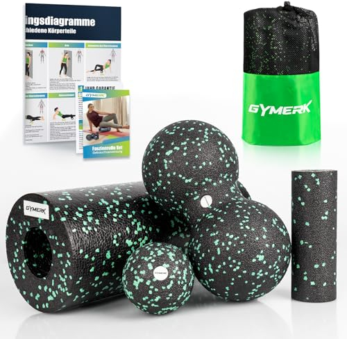 Gymerk Faszienroller Set mit Großer Duoball, Faszienball und faszienrolle klein, Faszien Set für Rücken Wirbelsäule Bein Dehnungen und Faszientraining, mit Training Posters